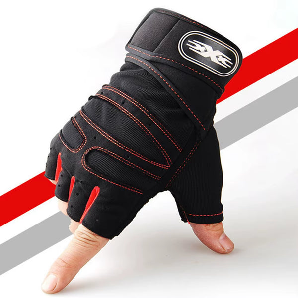 Half-finger workout gloves with wrist wrap for weight lifting - main product photo