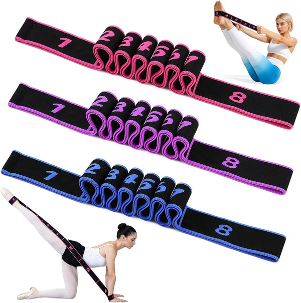 Numbered stretching bands set of 3 for yoga and flexibility - main product photo