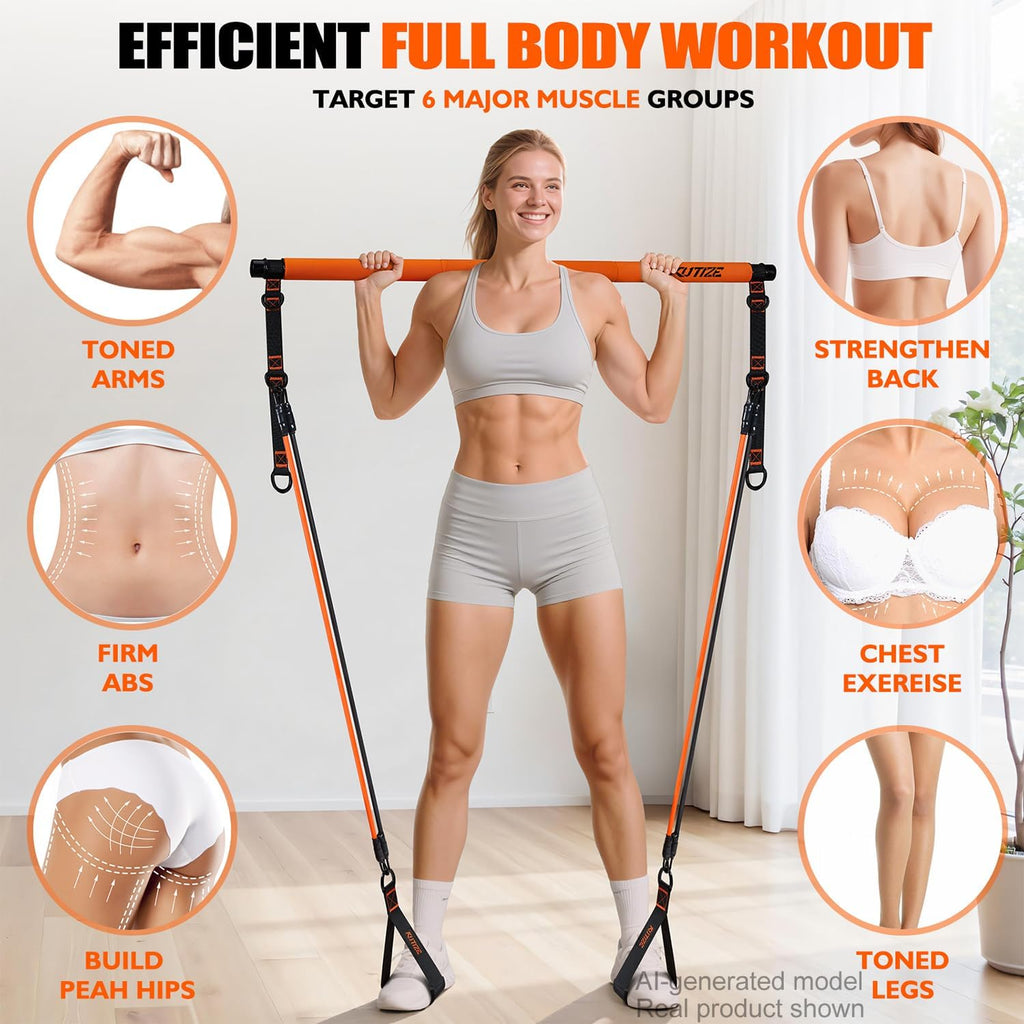 Portable Pilates bar with foot straps and handles - photo 2